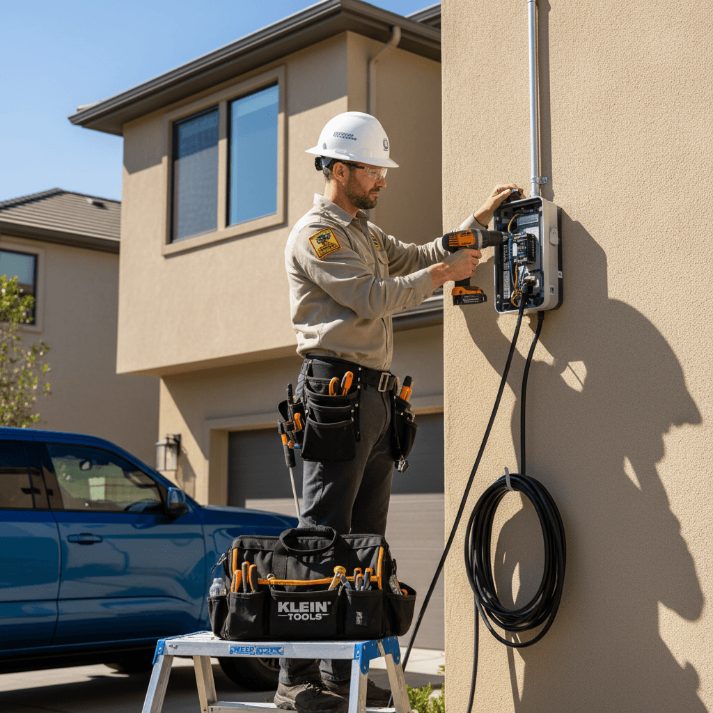EV charger installation on residential home