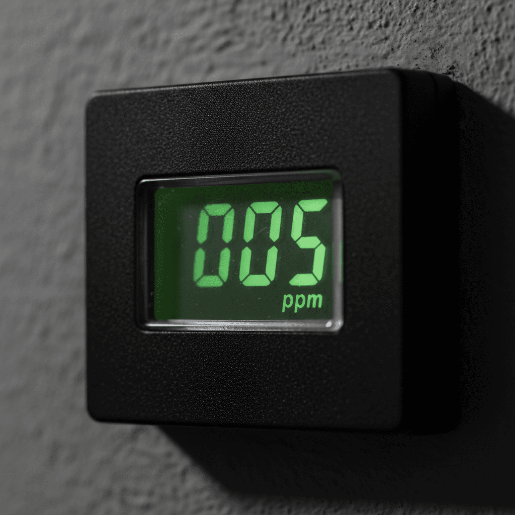 carbon monoxide detector digital display close-up