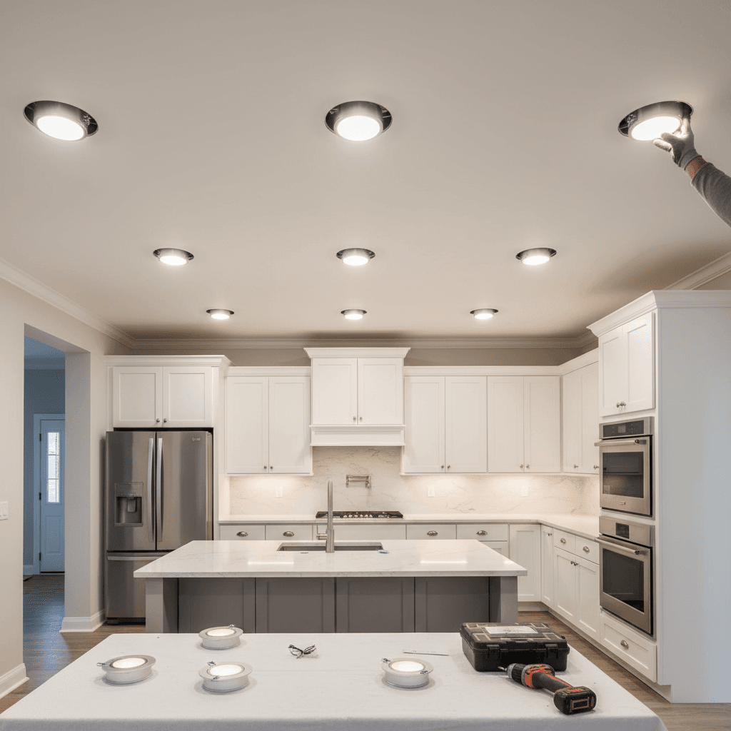 Potlight installation in kitchen