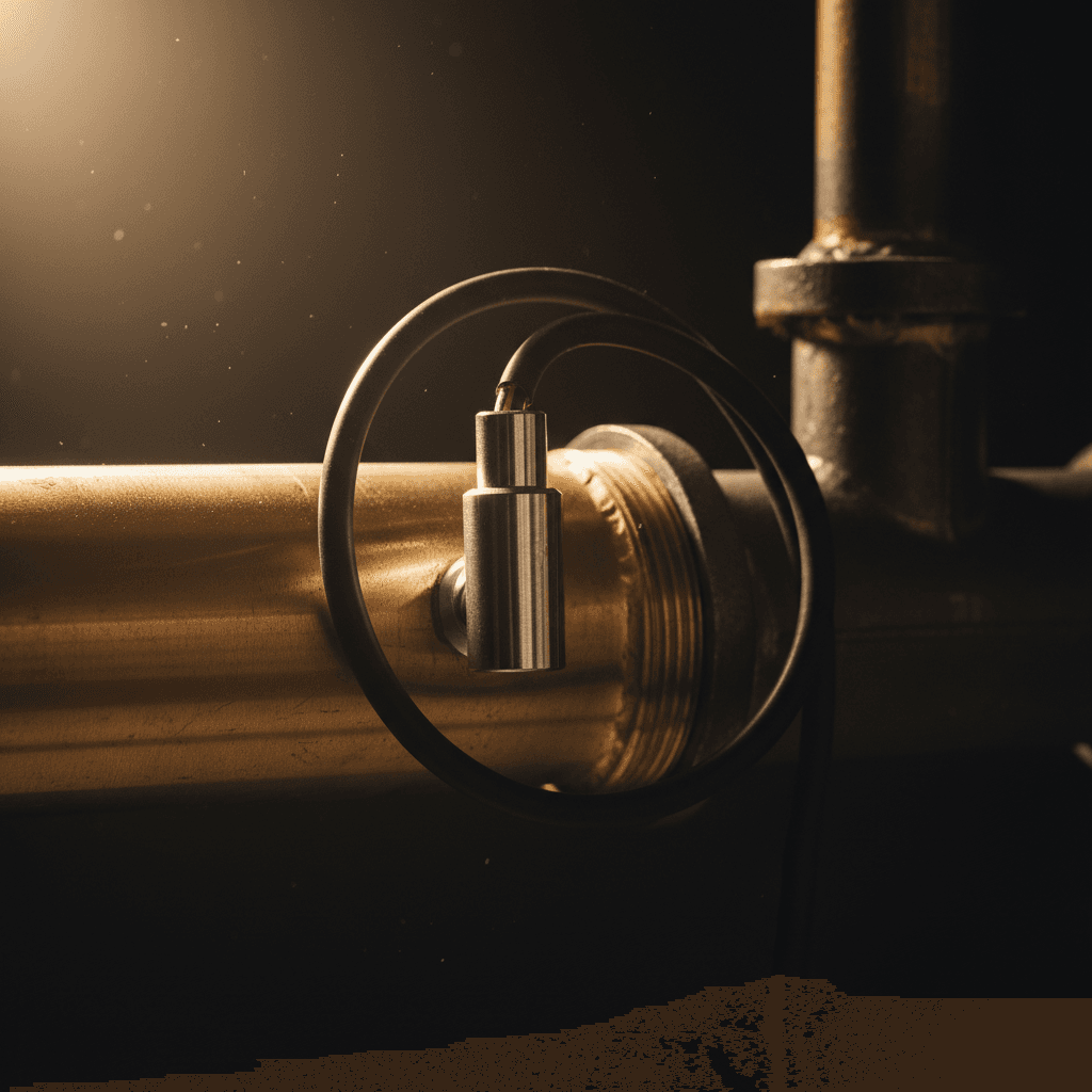 tamper switch on sprinkler pipe close-up