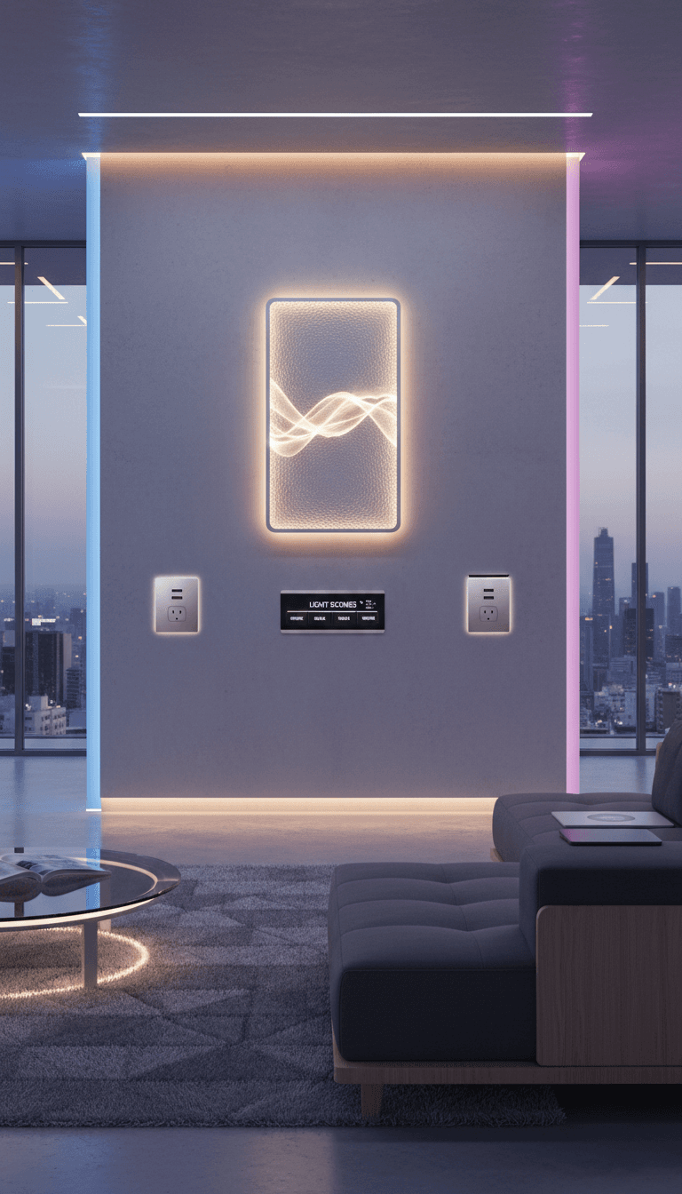 Smart home electrical installation in modern residential space