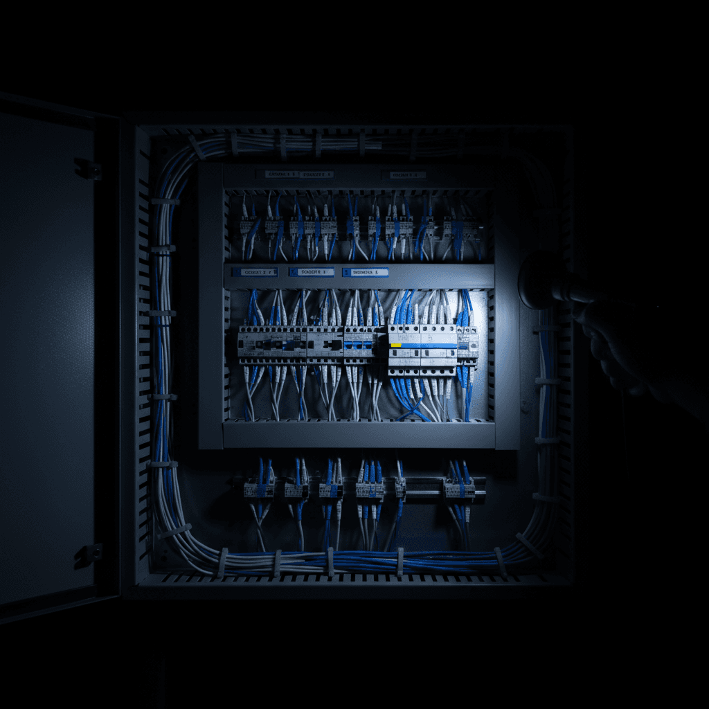 Organized wiring inside an electrical panel