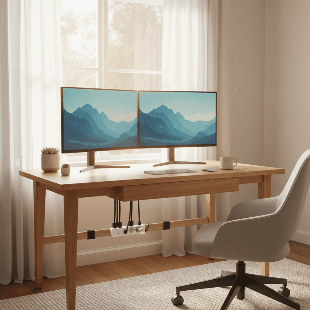 Home office with stable electrical setup