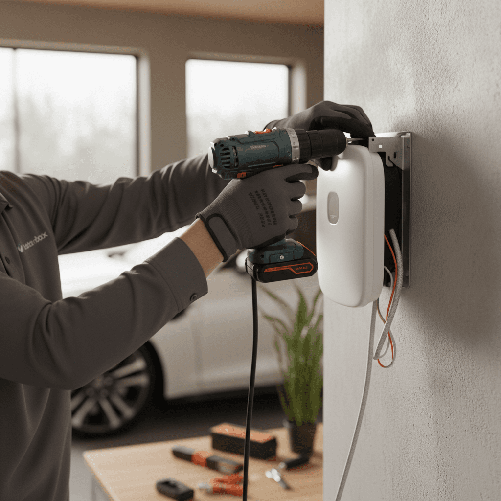 EV charger installation on home exterior