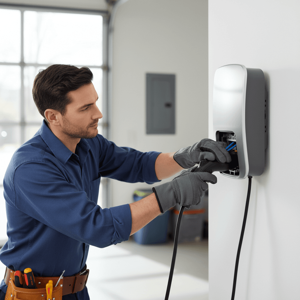 EV charger installation on residential home